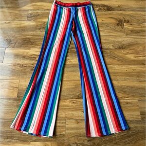 Vintage Disco Rare 70s Colourful Striped Flare Wide leg Pants Made in U K